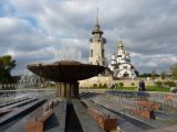 село Буки - фонтан с Майдана и церковь св.Евгения