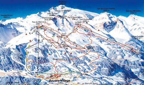 карта горнолыжных трасс Анзера (Швейцария)