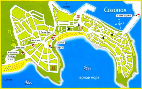 Карта курорта Созополь
