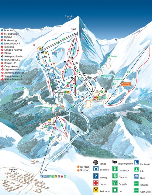 Схема горнолыжных трасс Банско
