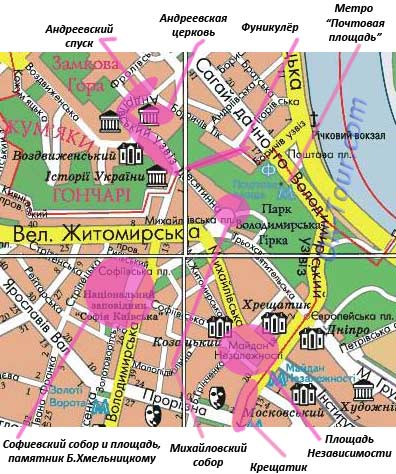 карта достопримечательностей Киева - часть 2